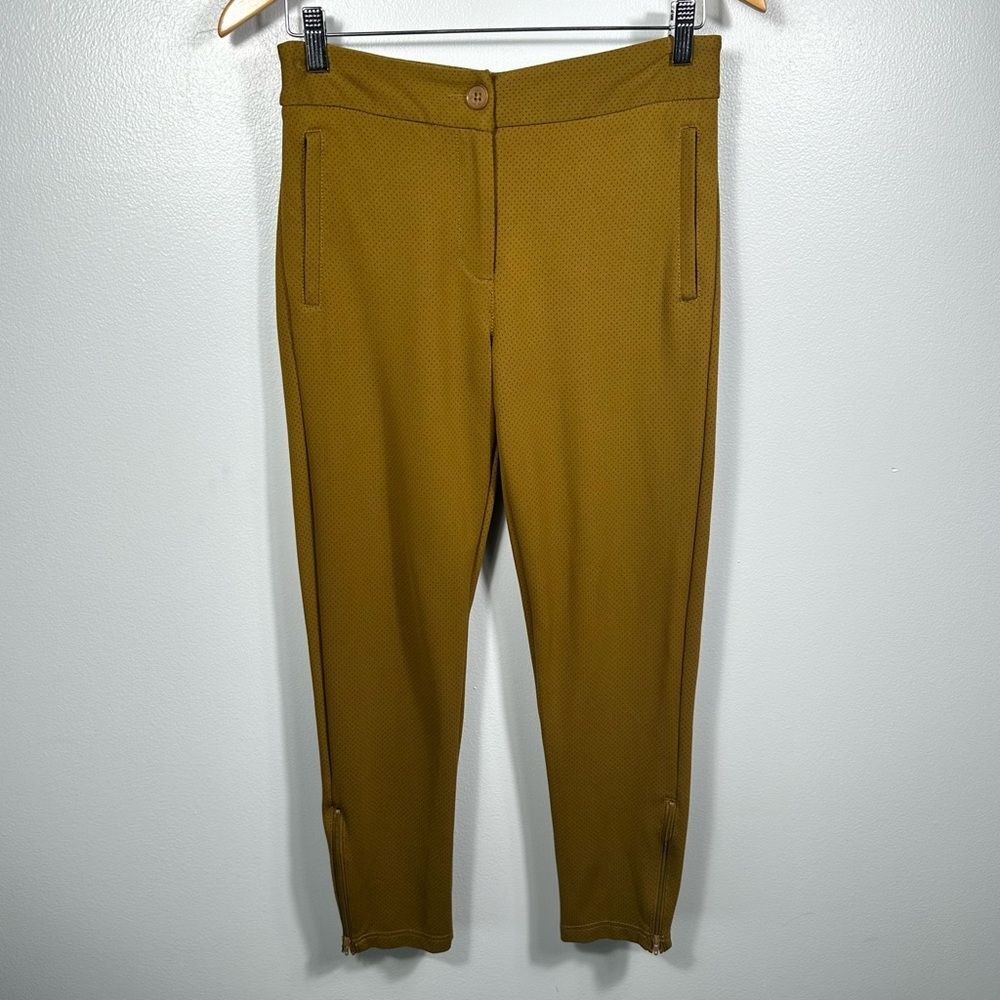 Betabrand Mustard Dot Cigarette Skinny Leg Yoga Dress Pants Size Small Petite